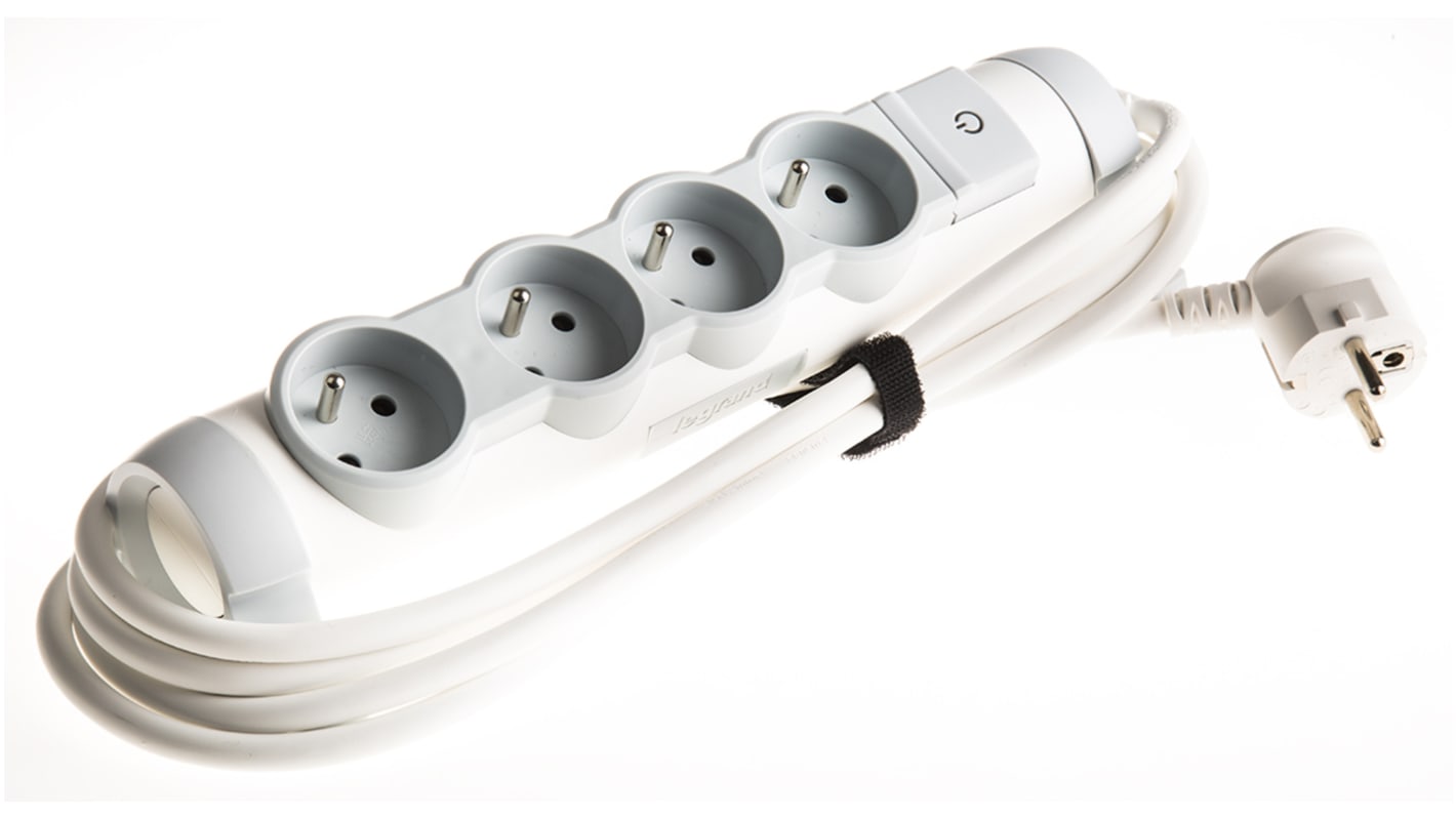 Legrand 3m 4 Socket Type E - French Extension Lead, 250 V ac