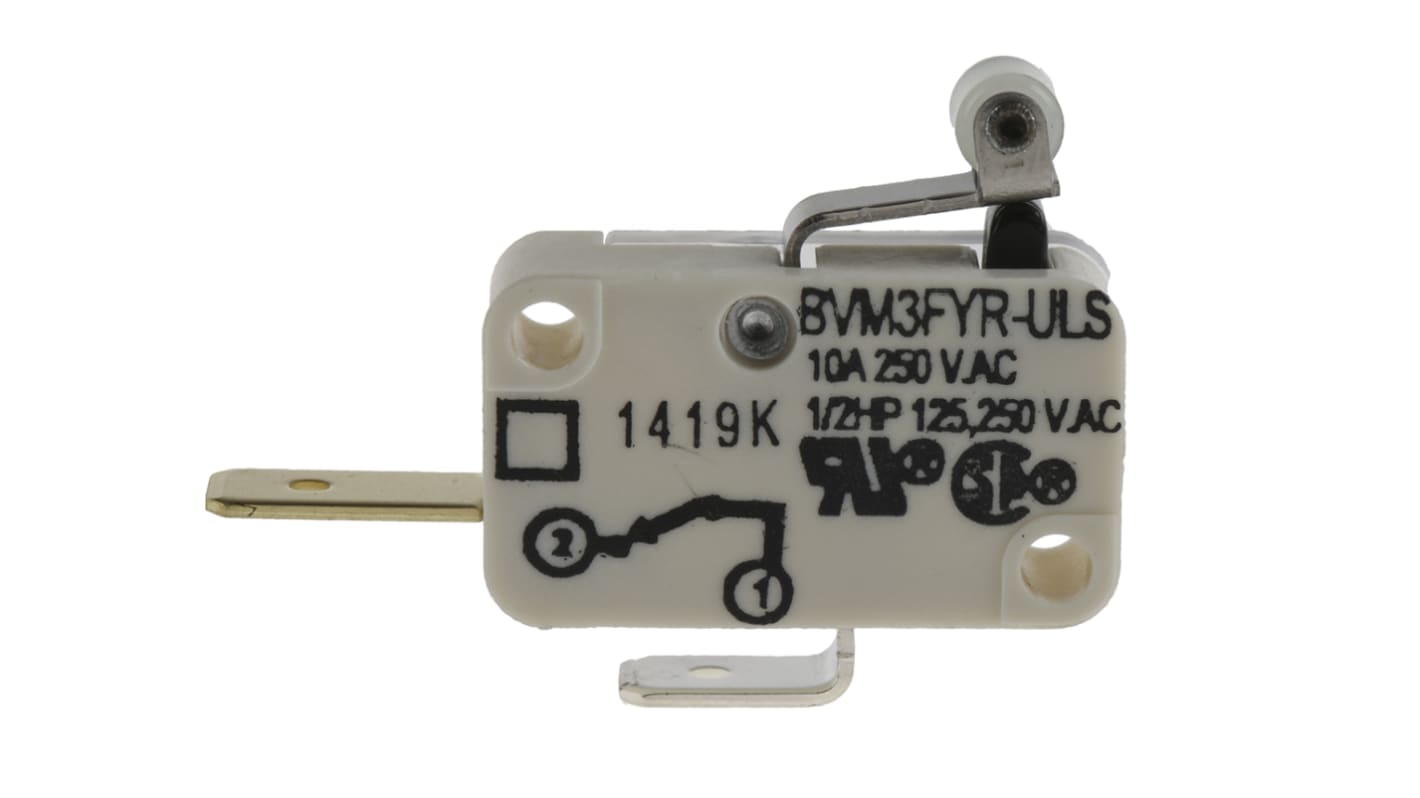 Microrupteur Levier à galet Saia-Burgess, Cosse, SPST, 10 A