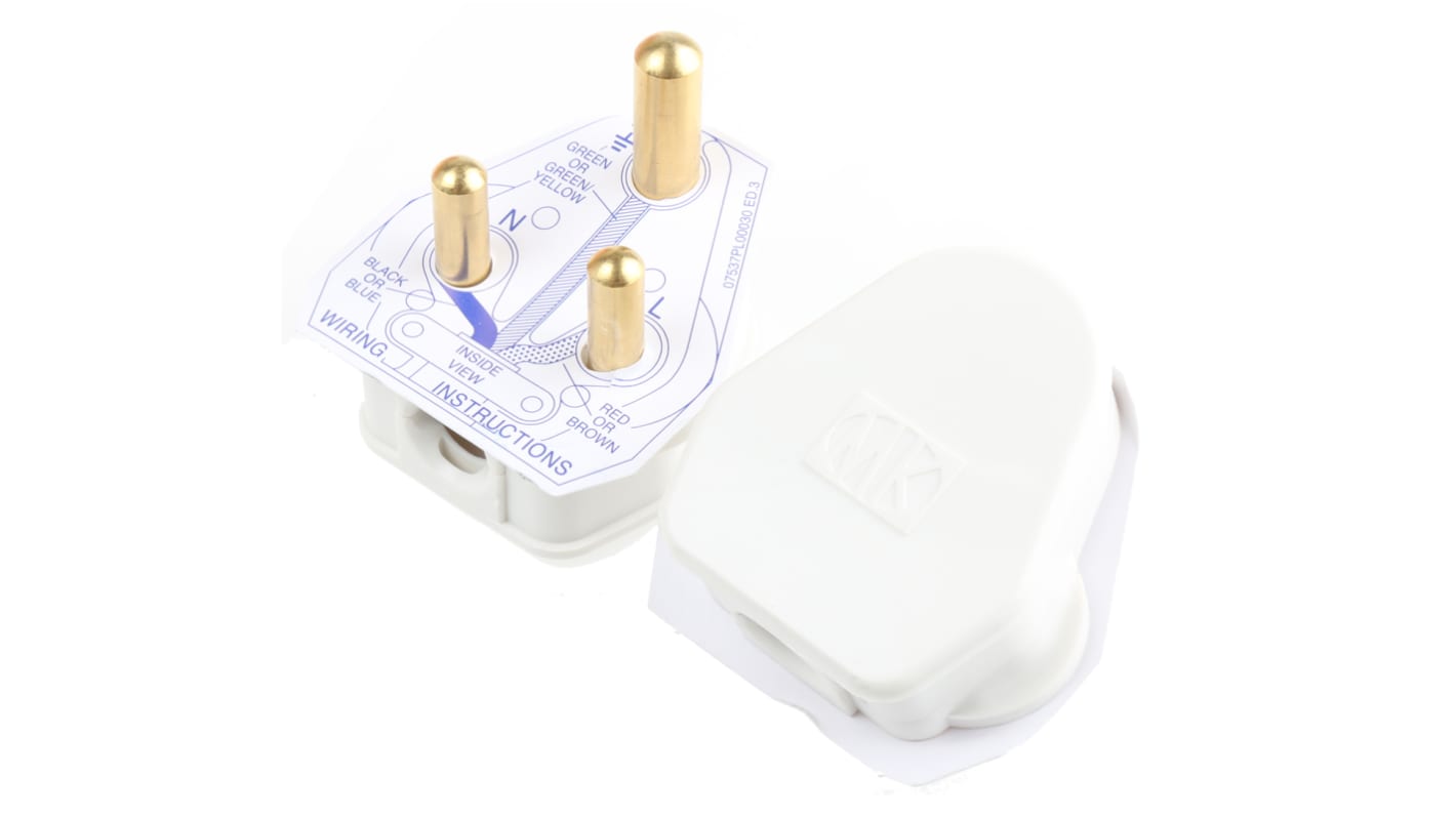 MK Electric Netzstecker Kabel, 2P+E Britisch / 15A Weiß, für UK