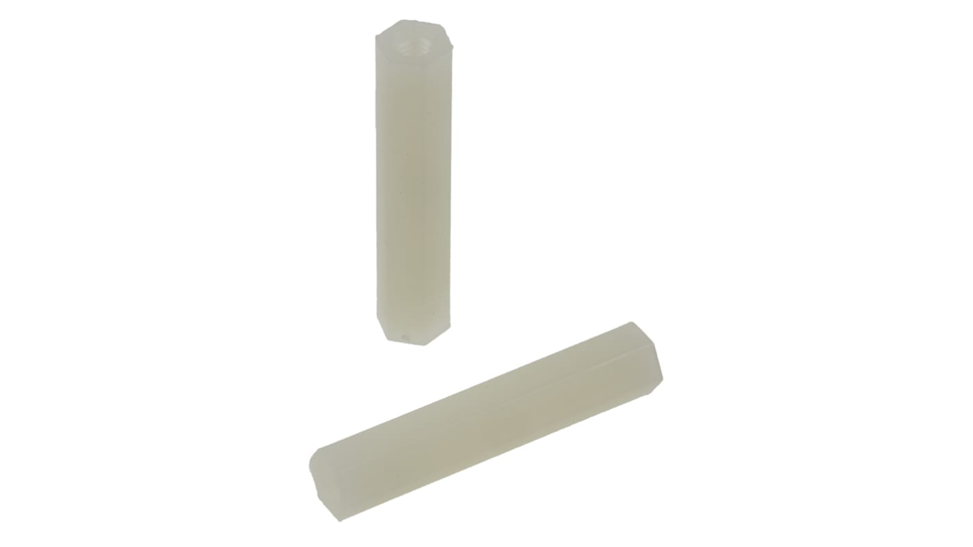 RS PRO Abstandshalter: M3 x M3, Länge 30mm, Nylon 6.6, Innen/Innen, Sechskant M3 M3, 5.5mm 30mm