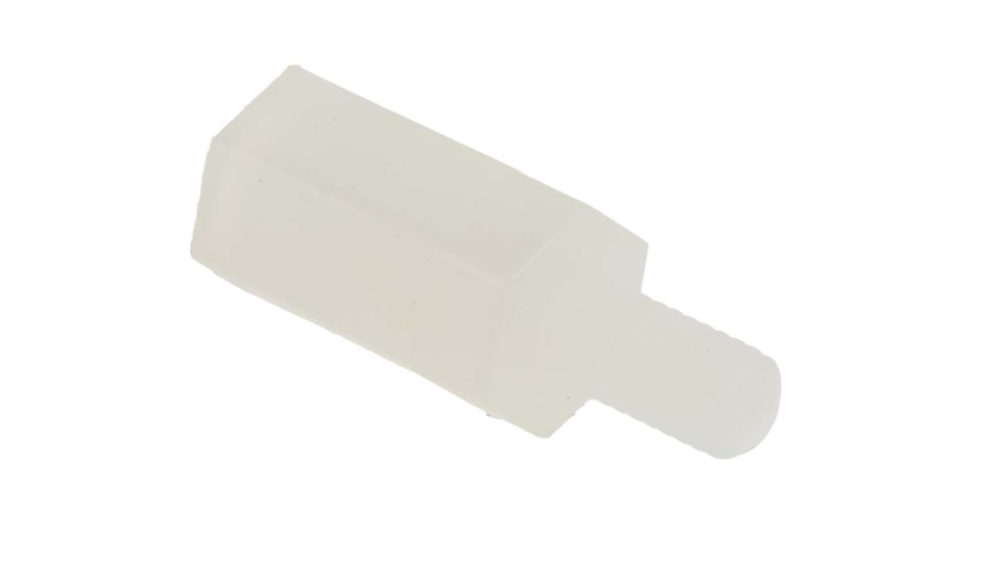 Separador roscado hexagonal Hembra/macho RS PRO, M3 x M3, long. 10mm, rosca macho 6mm, de Nylon 66