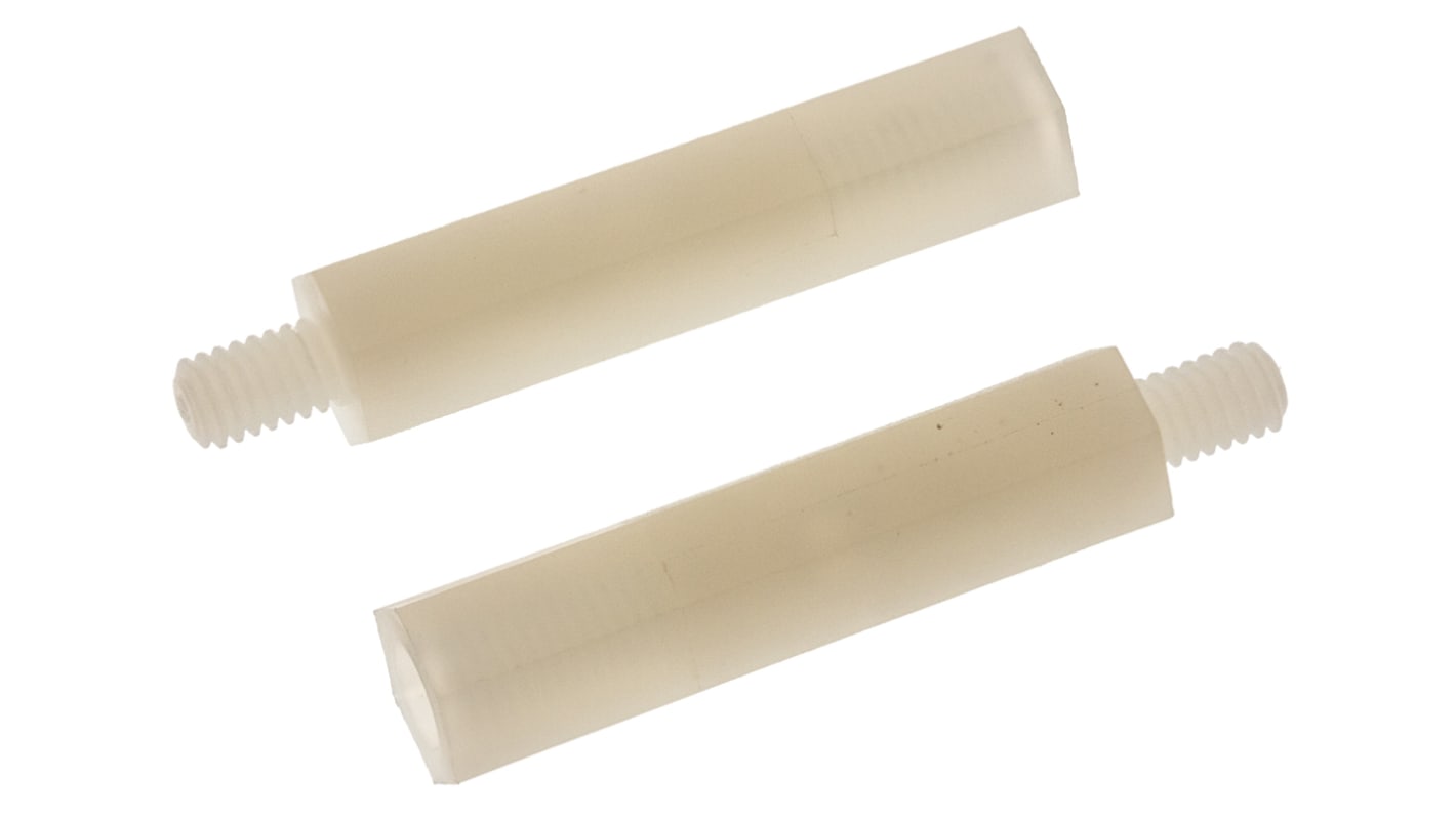 Separador roscado hexagonal Macho/Hembra RS PRO, M4 x M4, long. 30mm, rosca macho 6mm, de Nylon 66