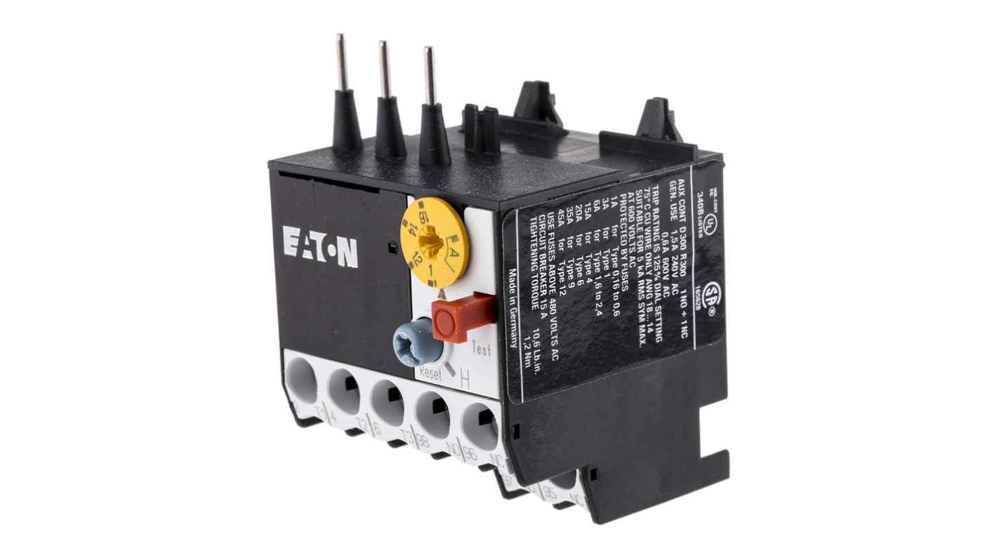 Eaton ZE Overload Relay 1NO + 1NC, 1 → 1.6 A F.L.C, 1.6 A Contact Rating, 6 W, 600 Vac