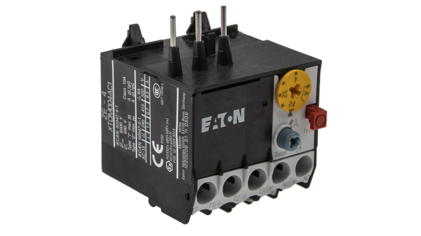 Eaton ZE Overload Relay 1NO + 1NC, 2.4 → 4 A F.L.C, 4 A Contact Rating, 6 W, 600 V ac