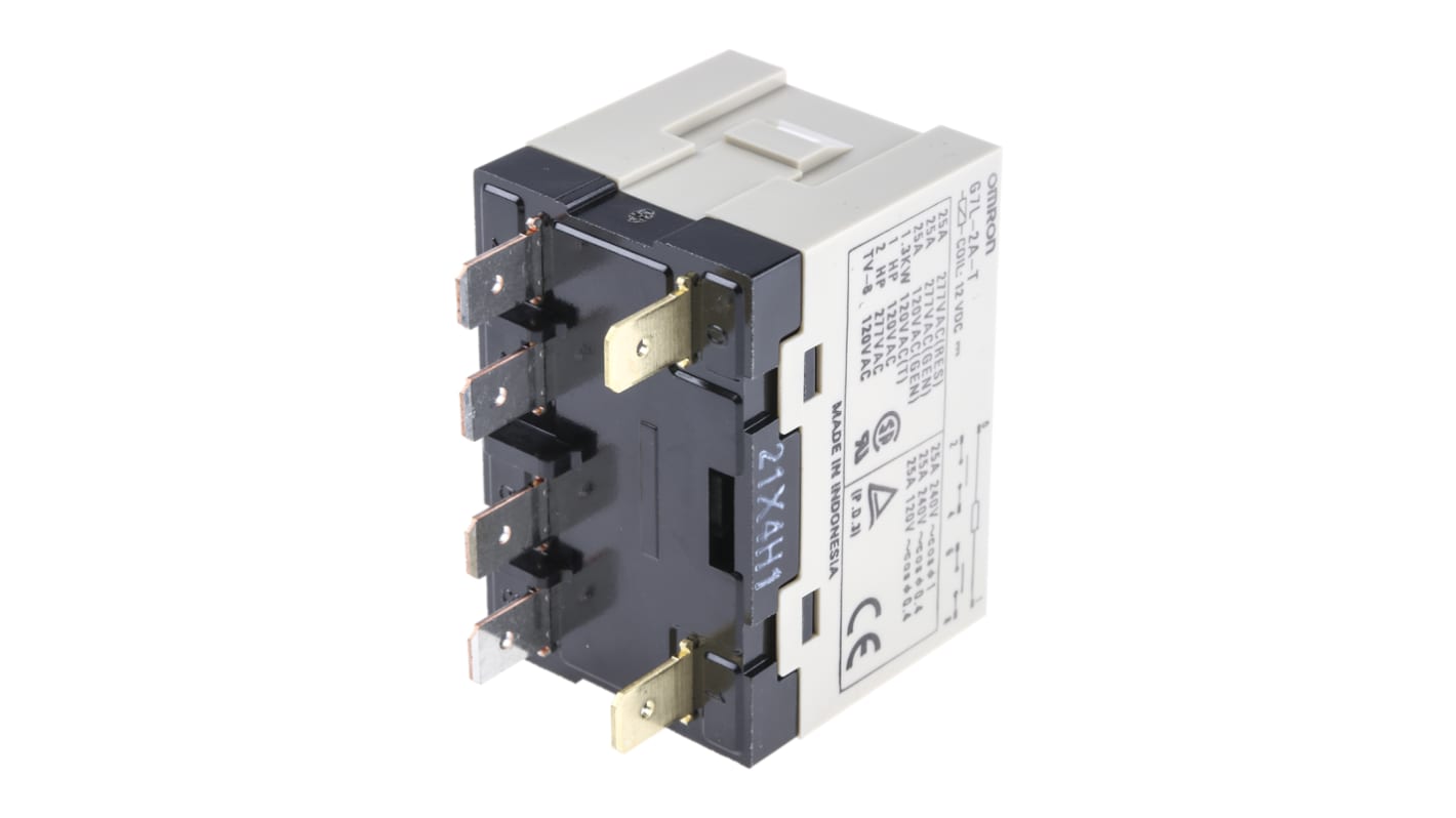 Relé de potencia sin enclavamiento Omron G7L de 2 polos, DPST, bobina 12V dc, 25A, Montaje en Panel