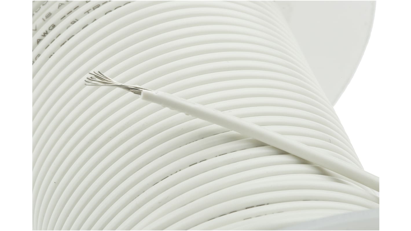 Alpha Wire 3055 Series White 0.75 mm² Hook Up Wire, 18 AWG, 16/0.25 mm, 30m, PVC Insulation