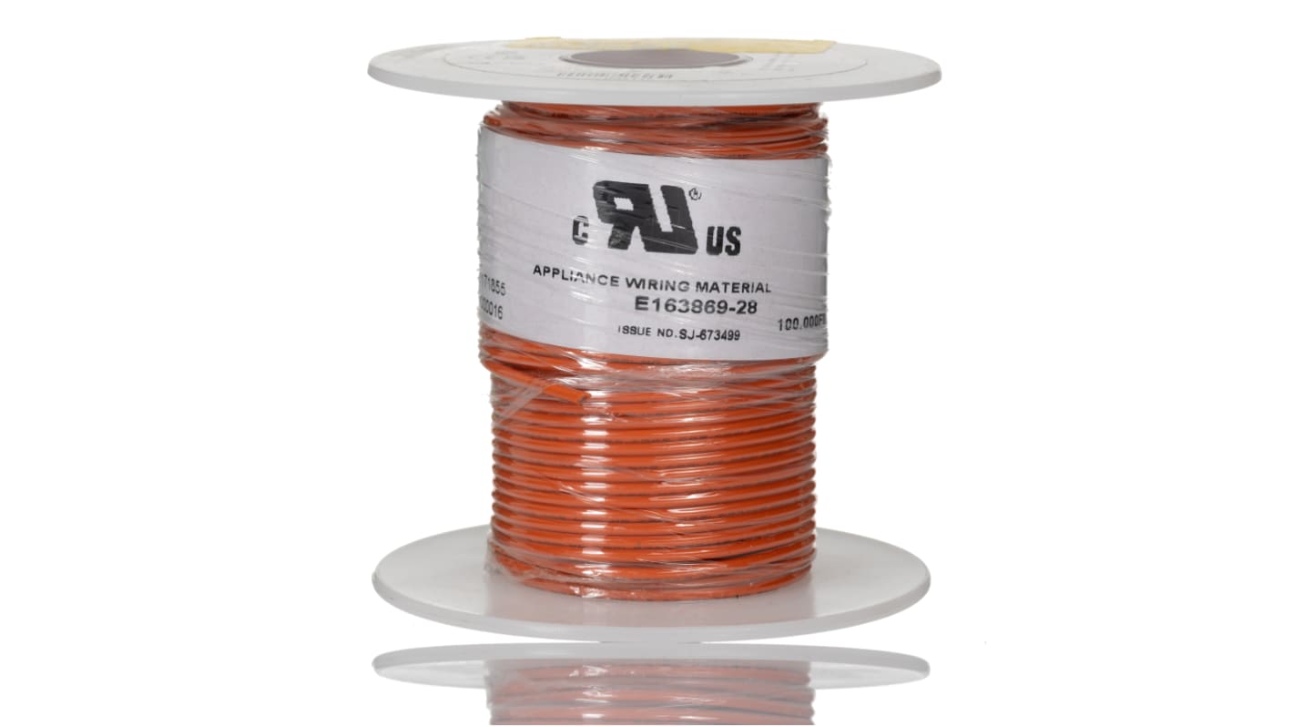 Fils de câblage Alpha Wire UL1007, Premium 3055, 0,75 mm², Orange, 18 AWG, 30m, 300 V