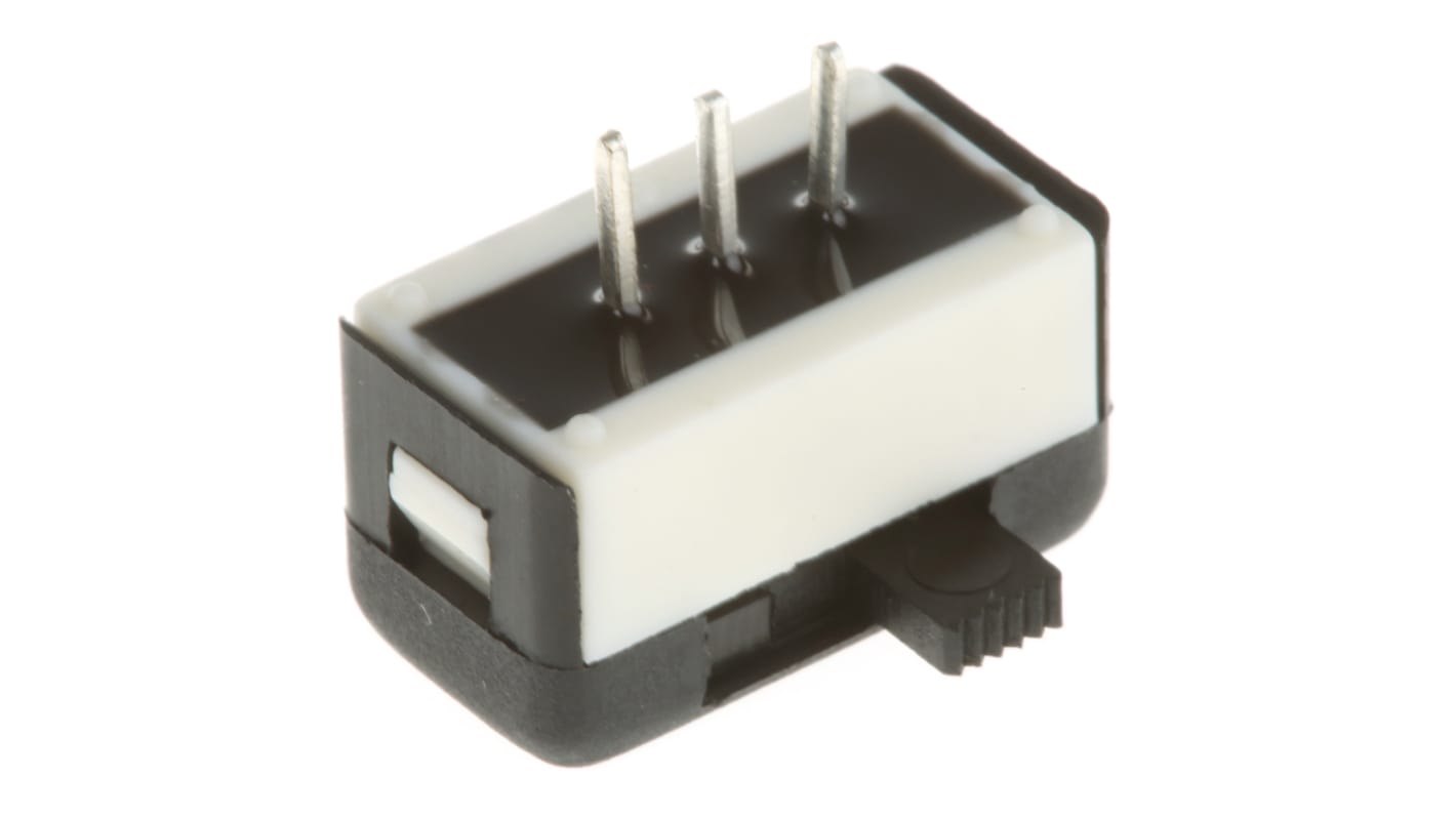 Commutateur à glissière, SPDT, Verrouillable, 1A / 30 Vdc, montage Circuit imprimé