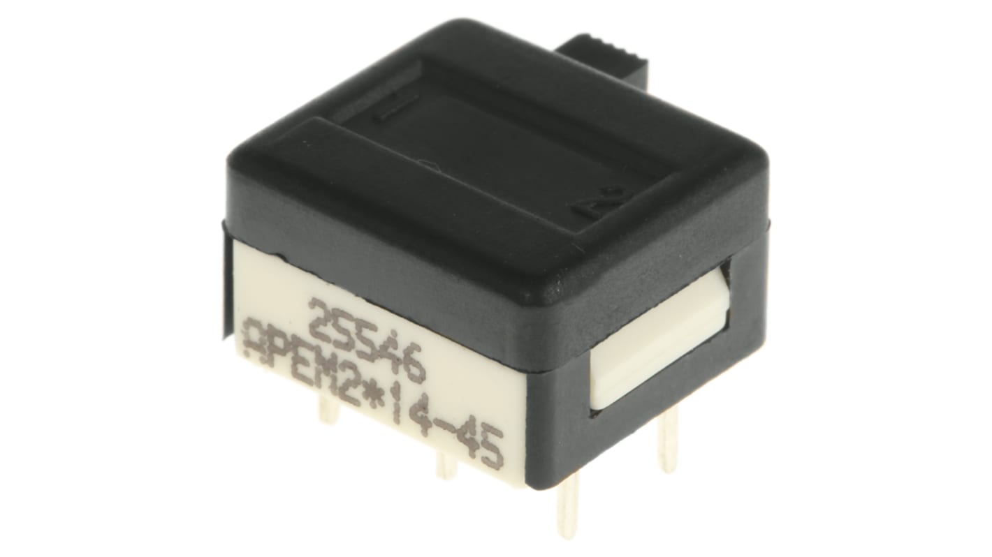 Interruptor de actuador deslizante DPDT, Enclavamiento, 1 A a 30 V dc, Montaje en PCB