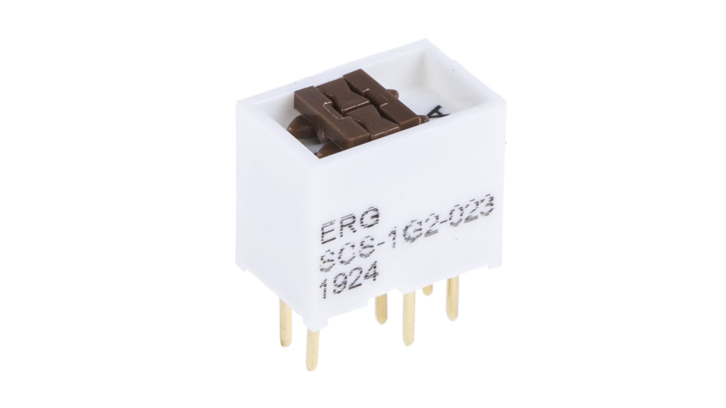 ERG THT DIP-Schalter Gleiter 1-stellig 2-poliger Umschalter, Kontakte vergoldet 1 A @ 100 V, bis +100°C