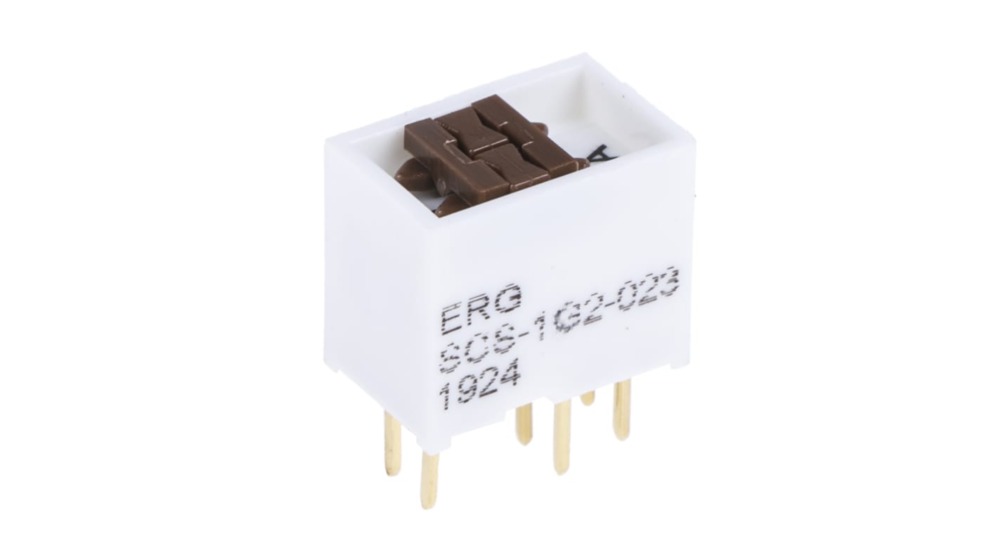 DIP switch 2-polet double-throw, Hulmontering, Skyde 1 A ved 100 V, 1-vejs, -55 → +100°C