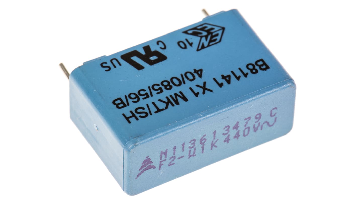 Condensador de película EPCOS, 100nF, ±10%, 440V ac, Montaje en orificio pasante