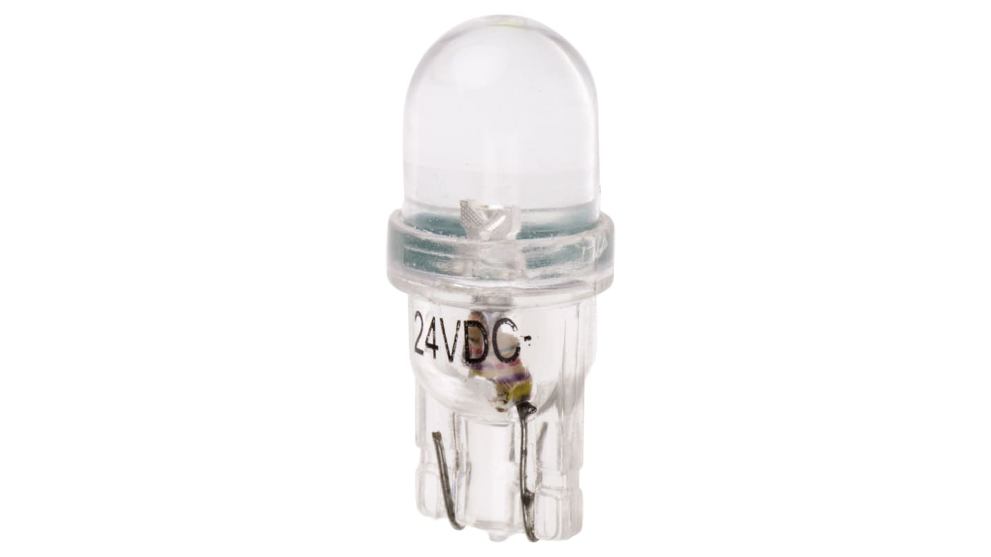 Signallampe, Hvid, Kileformet glassokkel, Diameter: 10mm, 24V dc