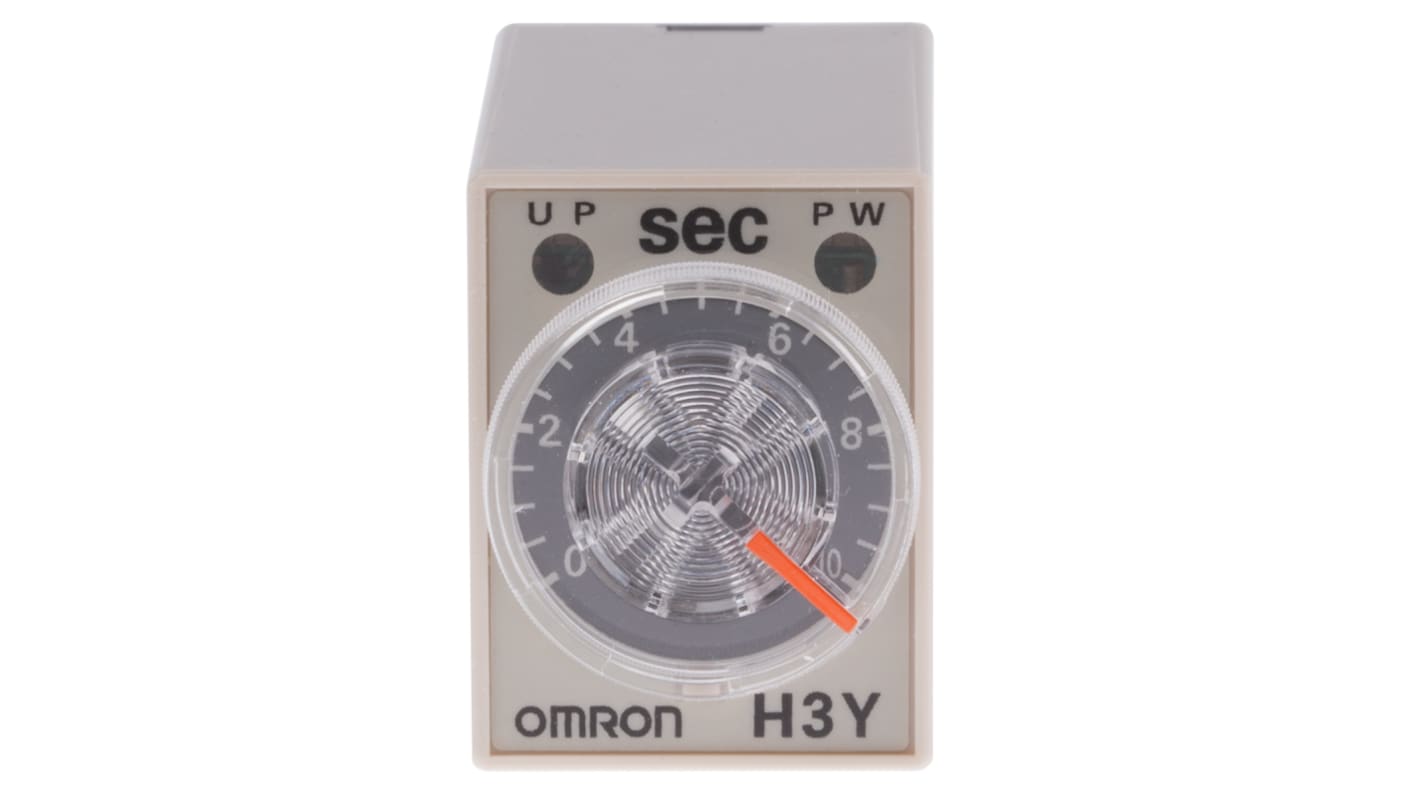 Omron H3Y-4 Series DIN Rail, Surface Mount Timer Relay, 24V ac, 4-Contact, 0.5 → 10s, 1-Function, 4PDT