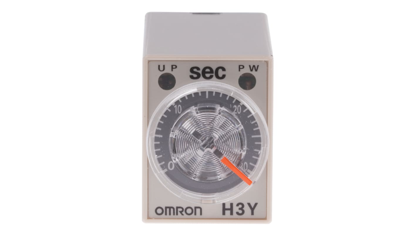 Omron H3Y-4 Series DIN Rail, Surface Mount Timer Relay, 24V ac, 4-Contact, 1 → 30s, 1-Function, 4PDT