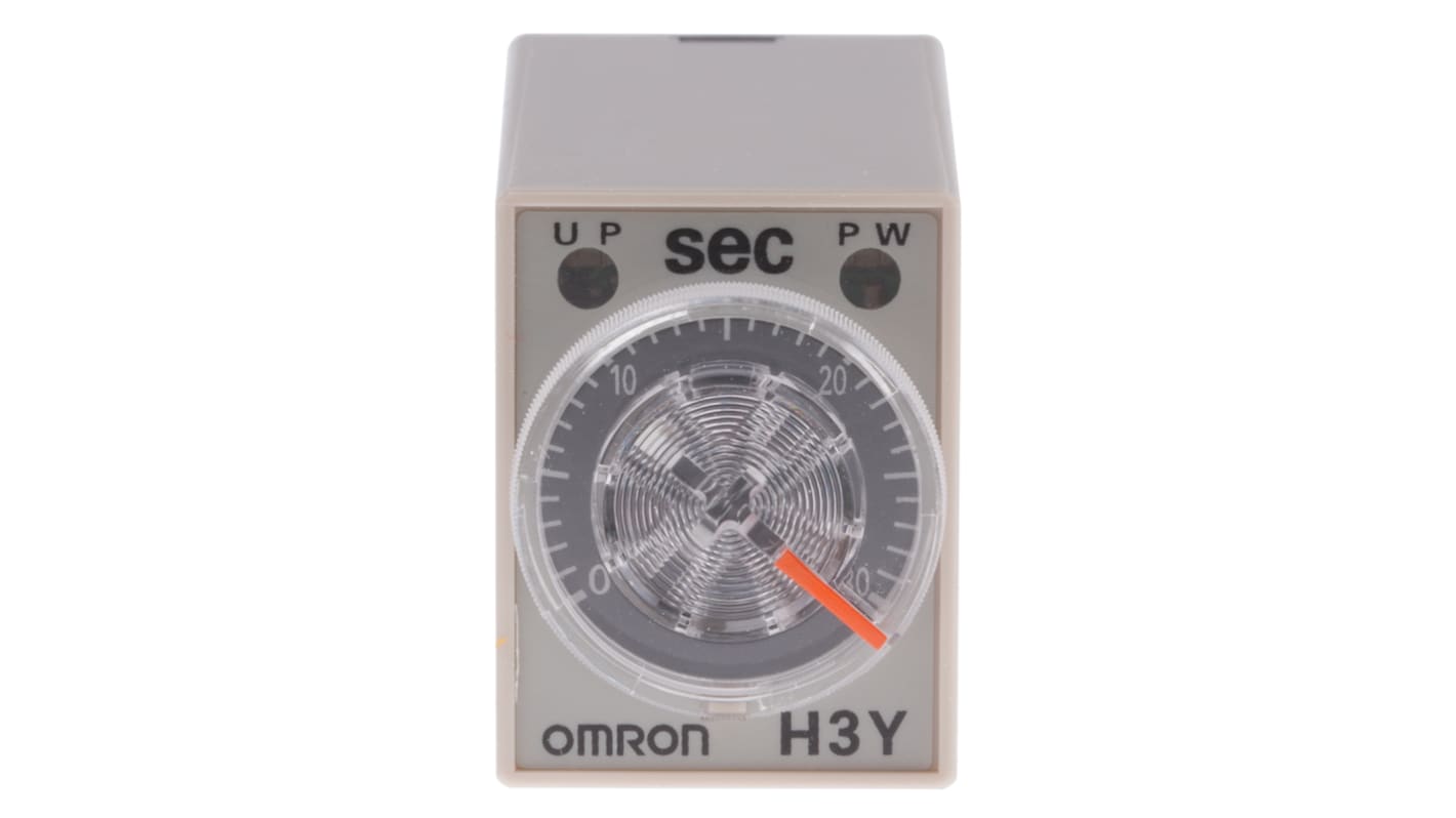 Omron H3Y-4 Series DIN Rail, Surface Mount Timer Relay, 100 → 120V ac, 4-Contact, 1 → 30s, 1-Function,