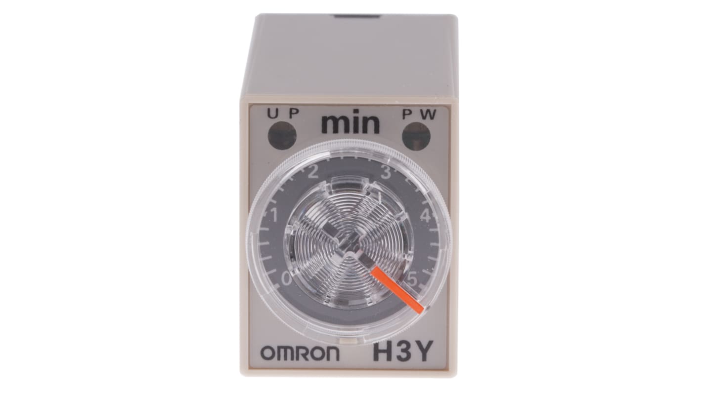 Omron H3Y-4 Series DIN Rail, Surface Mount Timer Relay, 100 → 120V ac, 4-Contact, 0.2 → 5min, 1-Function,