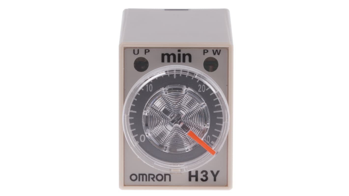 Omron H3Y-4 Series DIN Rail, Surface Mount Timer Relay, 100 → 120V ac, 4-Contact, 1 → 30min, 1-Function,