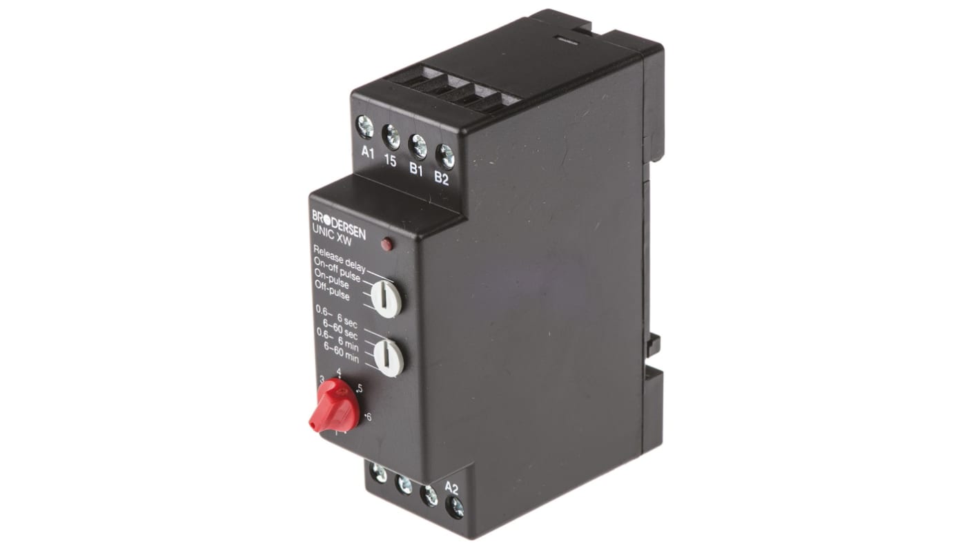 Brodersen Systems 10.5 → 265V ac/dc Timer Relay, Multi-funktions timerfunktioner DIN-skinne