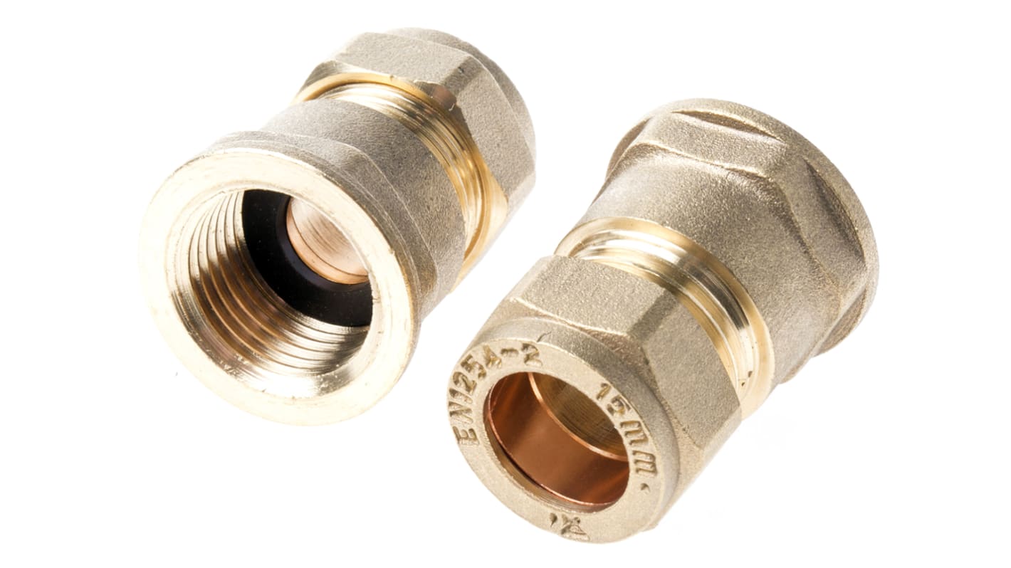 Hydralectric Solenoid Valve Connector for use with 1/2 in BSP Solenoid Port → 15 mm Compression Pipe Fitting