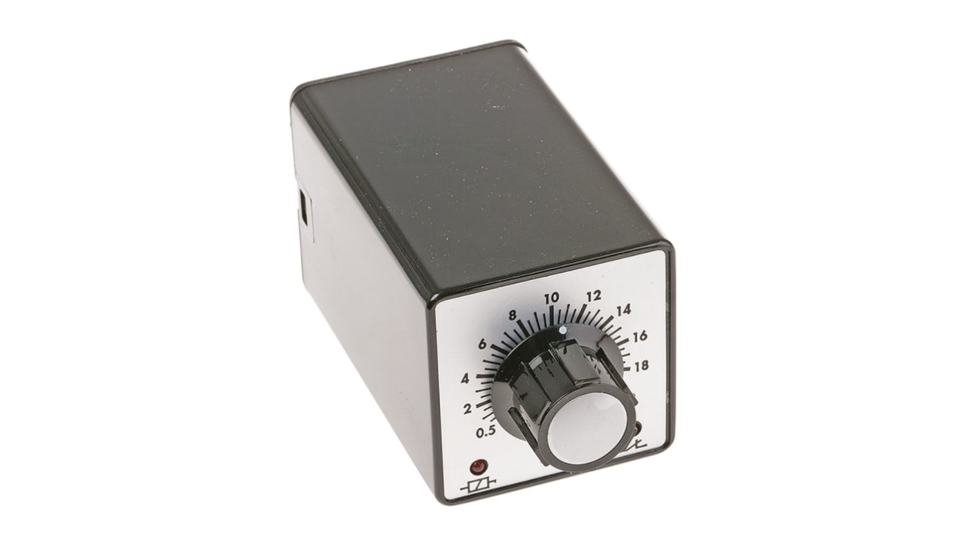 Timer Relay Tempatron, intervallo 0.5 → 20s, 2 poli, DPDT, A innesto