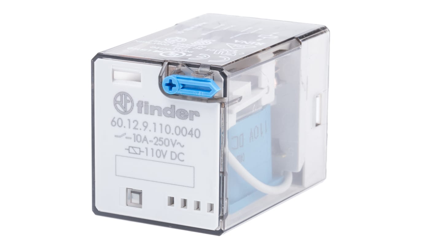 Finder Plug In Power Relay, 110V dc Coil, 10A Switching Current, DPDT