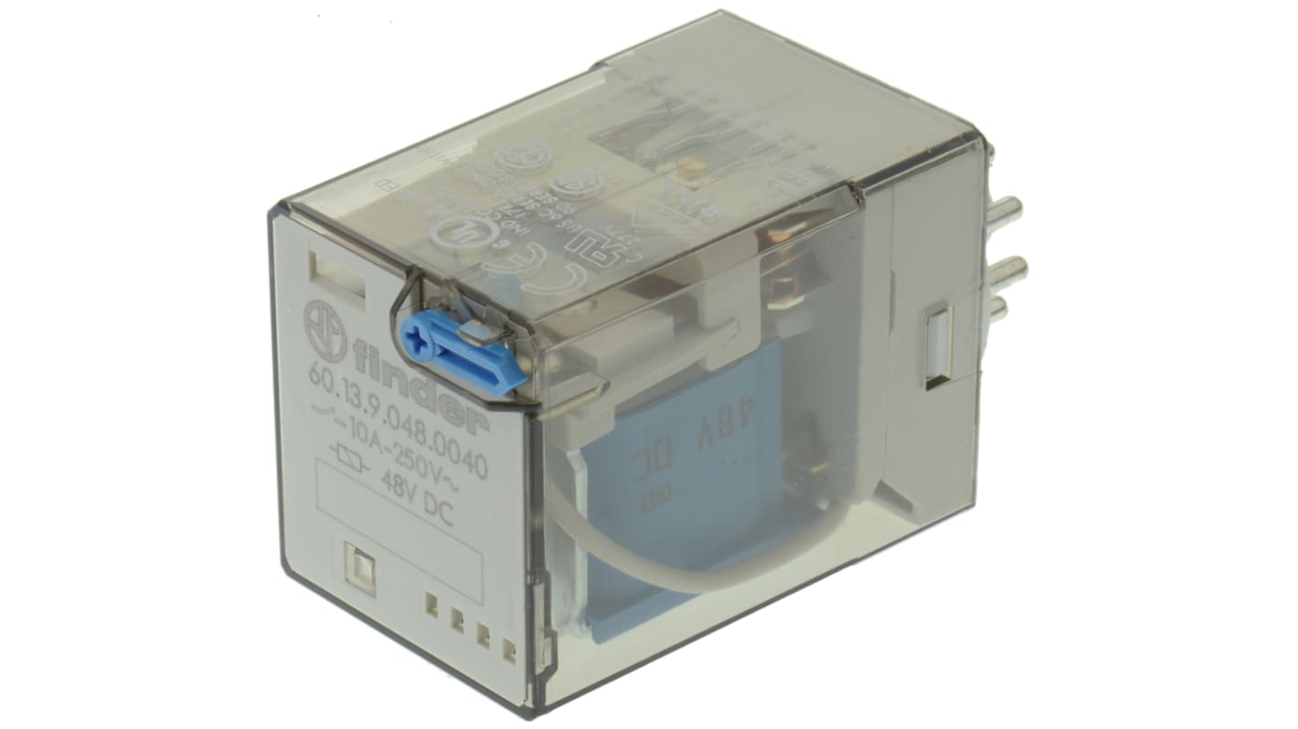 Przekaźnik mocy 48V dc 3PDT Finder 1.3W, Wciskane 1770Ω Styk płytki drukowanej