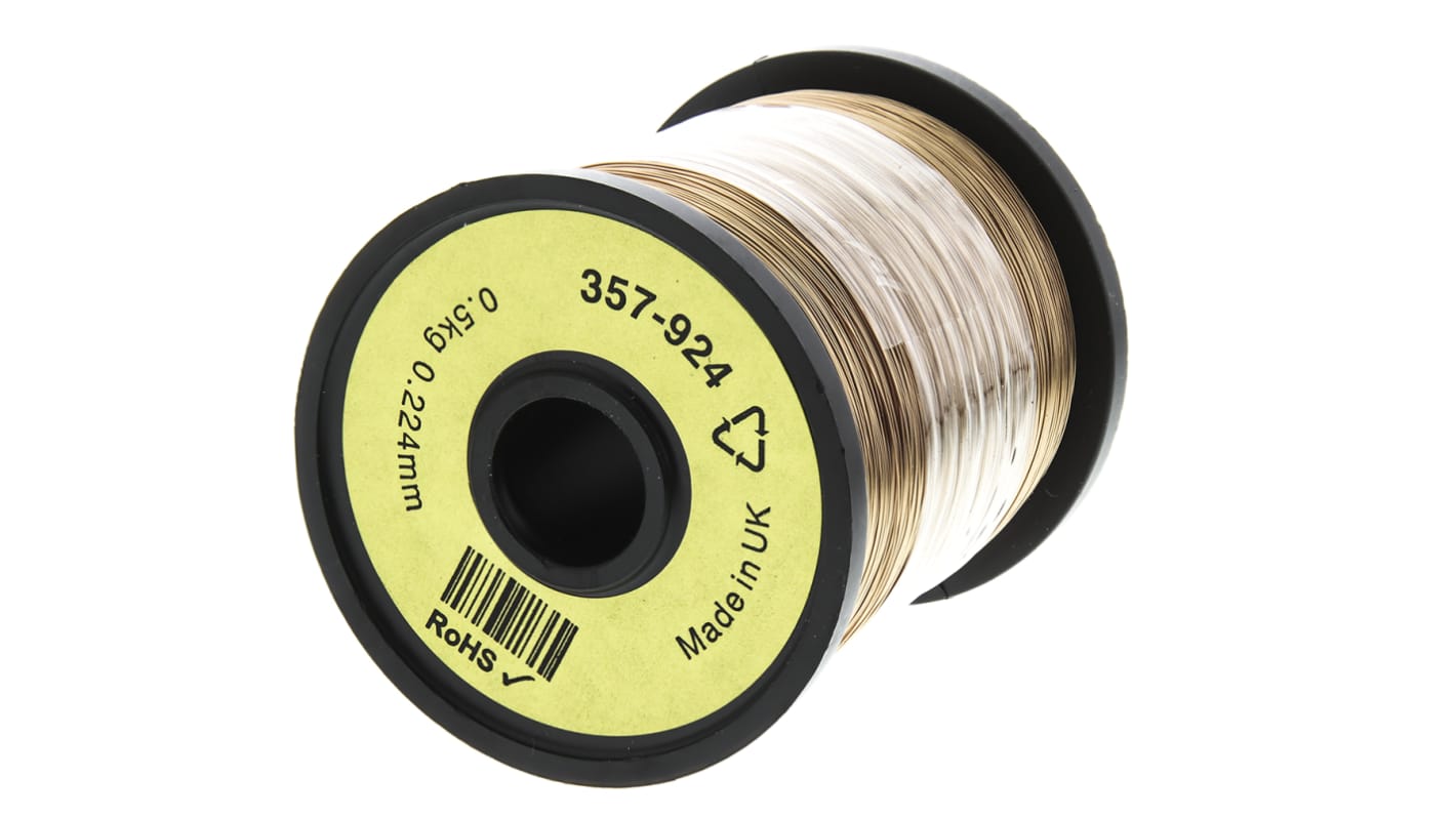 RS PRO Kupferdraht PUR Lackdraht Ø 0.22mm / 0,04 mm² 30 AWG, Spule 1300m