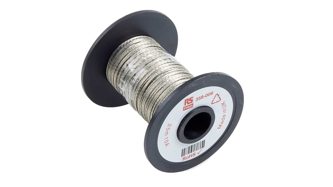 RS PRO Braided Wire 10 A, 1.9 x 0.6 mm, 25m BS4109