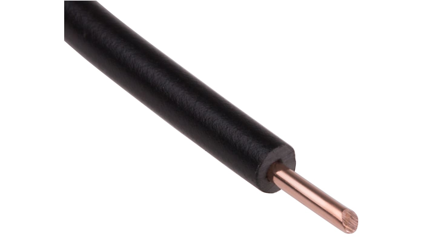 RS PRO Einzeladerleitung 1.1 mm², 17 AWG 100m Schwarz PVC isoliert Ø 3.2mm