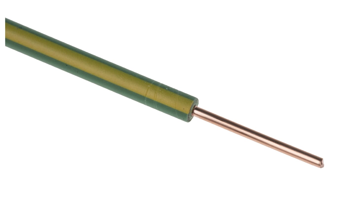 RS PRO Einzeladerleitung 1.1 mm², 17 AWG 100m Grün/Gelb PVC isoliert Ø 3.2mm