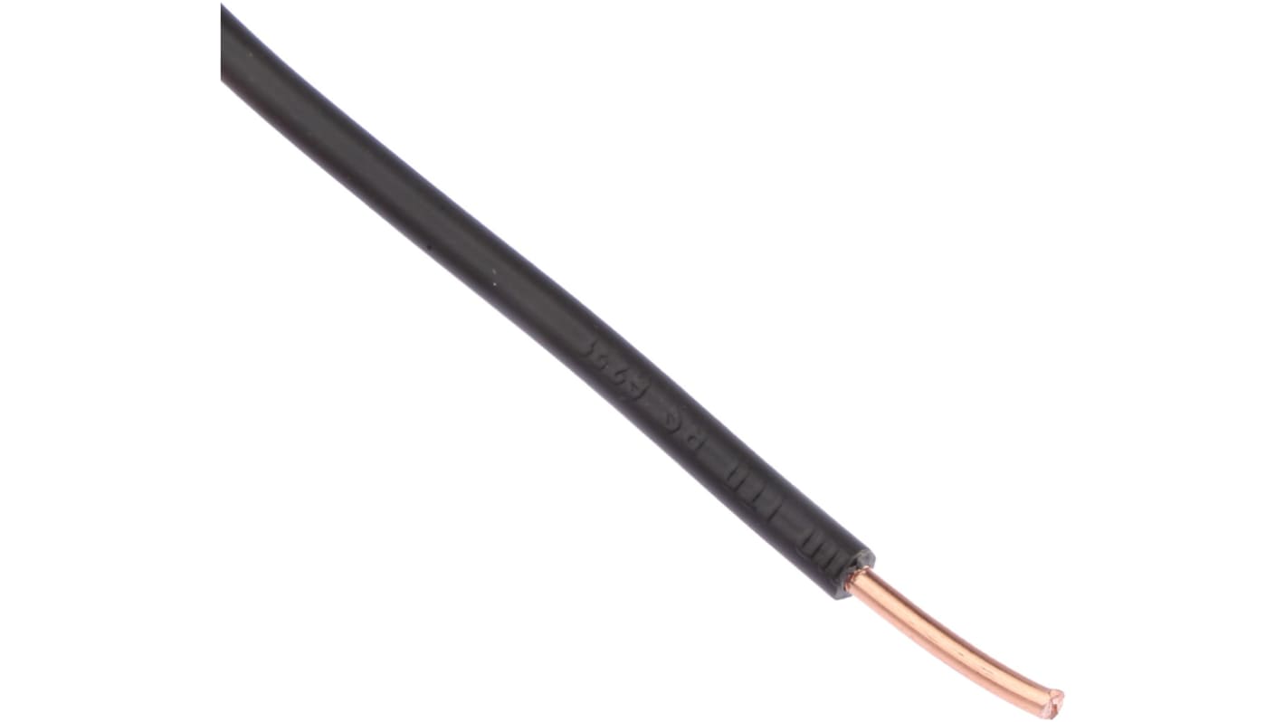 RS PRO Black 2.5 mm² Hook Up Wire, 13 AWG, 1/1.78 mm, 100m, PVC Insulation