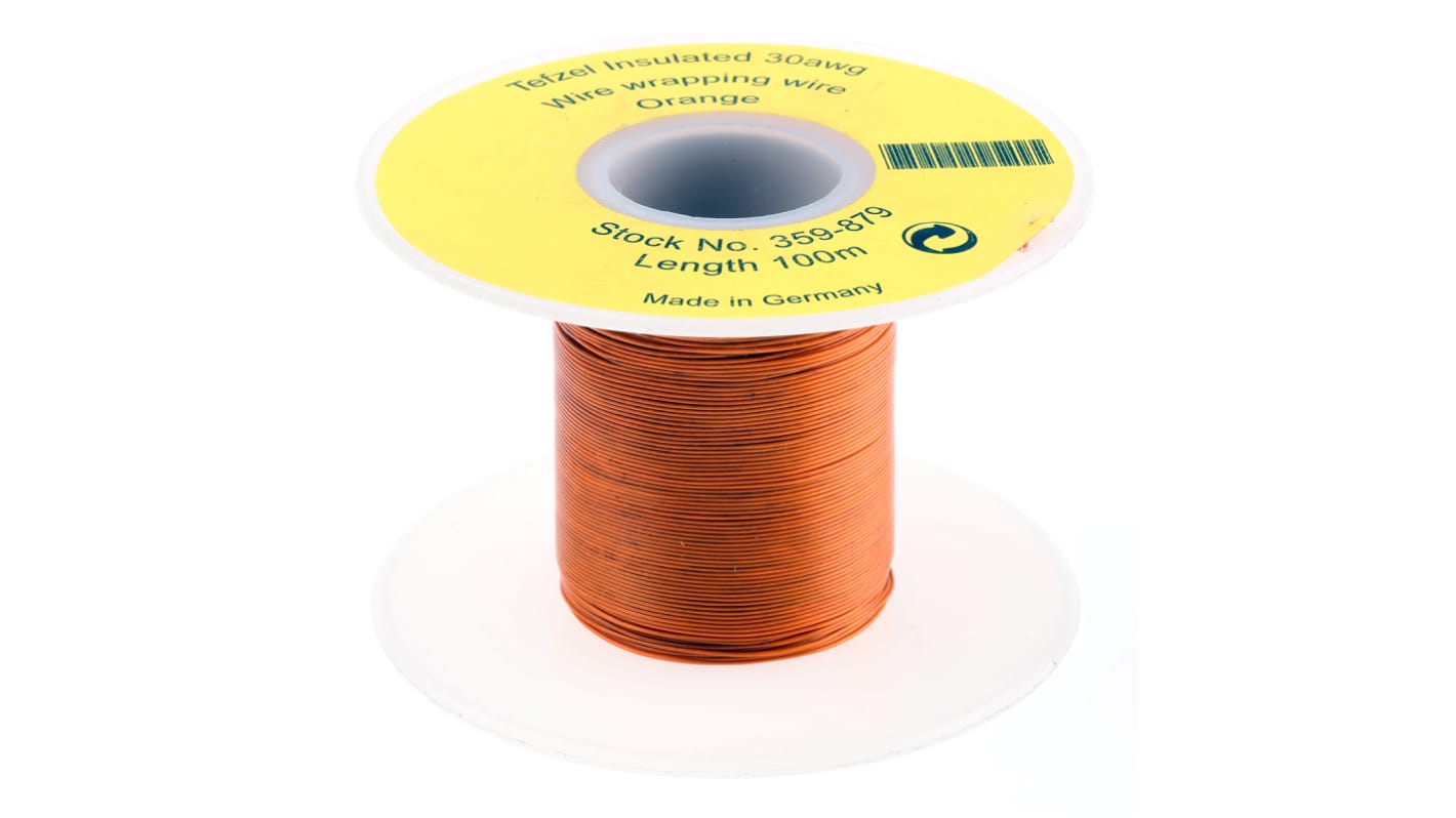 RS PRO Einzeladerleitung 0.05 mm², 30 AWG 100m Orange Tefzel isoliert Ø 0.56mm