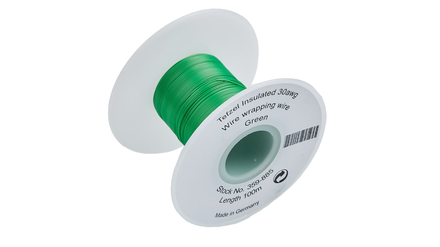 Fils de câblage RS PRO, 0,05 mm², Vert, 30 AWG, 100m, 375 V