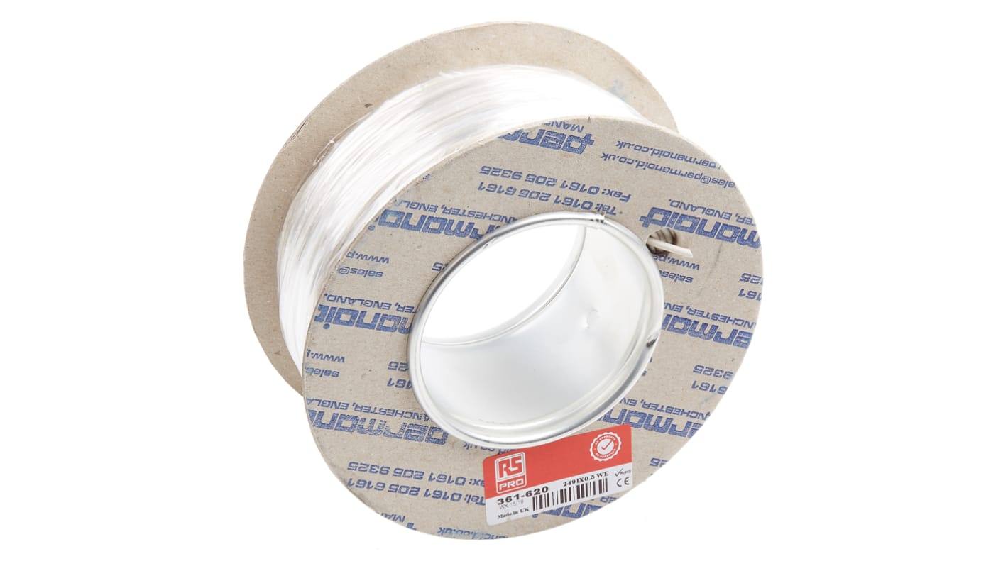 Fils de câblage RS PRO 2491X, 0,5 mm², Blanc, 20 AWG, 100m, 500 V