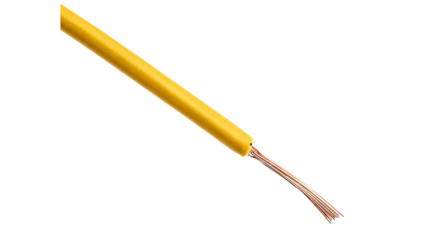 RS PRO Yellow 0.5 mm² Hook Up Wire, 20 AWG, 16/0.2 mm, 100m, PVC Insulation