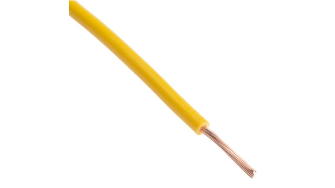 RS PRO Yellow 1 mm² Equipment Wire, 17 AWG, 32/0.2 mm, 100m, PVC Insulation