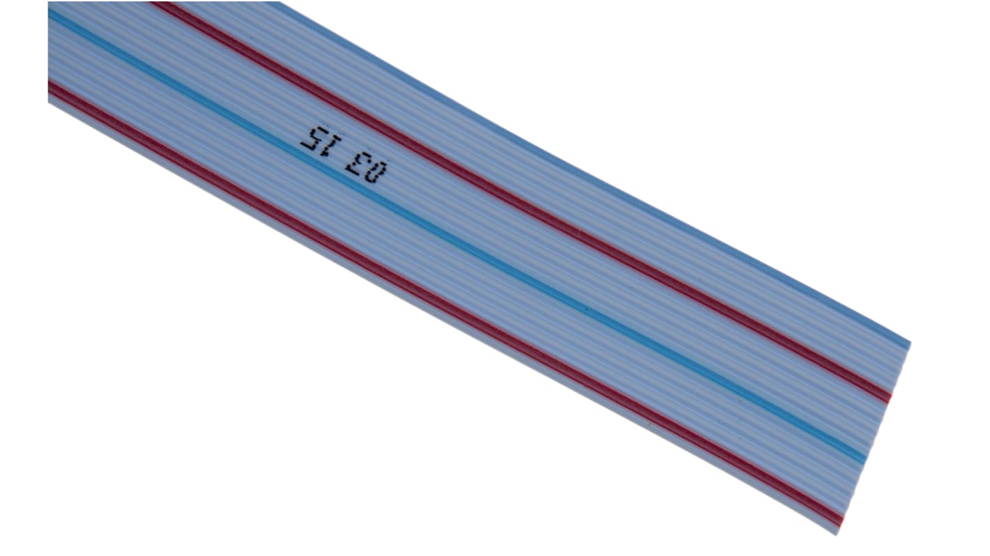 TE Connectivity Flat Ribbon Cable, 16-Way, 1.27mm Pitch, 30m Length