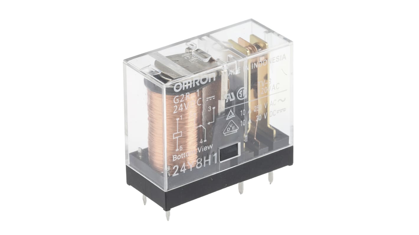 Omron PCB Mount Power Relay, 24V dc Coil, 10A Switching Current, SPDT