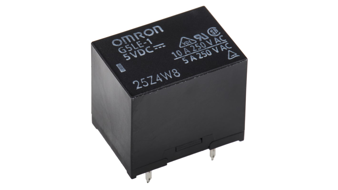 Relè di potenza Omron serie G5LE, SPDT, bobina 5V cc, Montaggio su circuito stampato