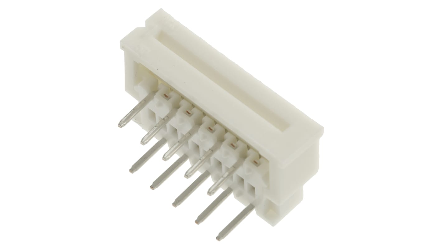 Conector FPC hembra Ángulo de 90° Molex serie Easy-On de 10 vías, paso 1.25mm, 1 fila, para soldar, Montaje en orificio