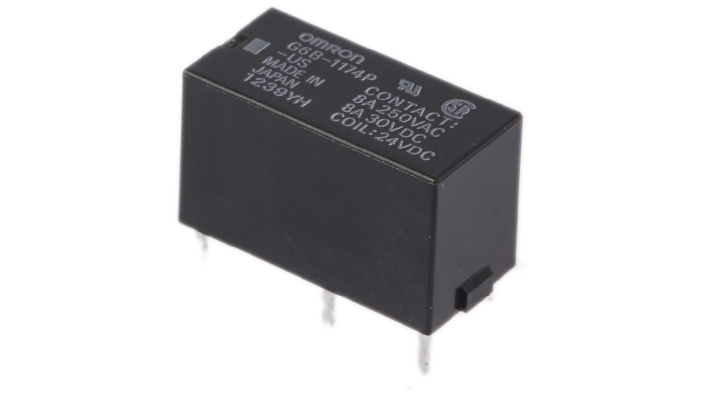 Omron PCB Mount Power Relay, 24V dc Coil, 8A Switching Current, SPST