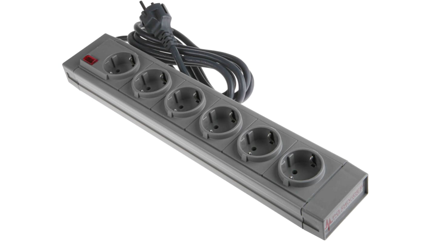 Bloc multiprise RS PRO 2m, 6 prises Type F - Schuko allemand, 230 V c.a. 16A