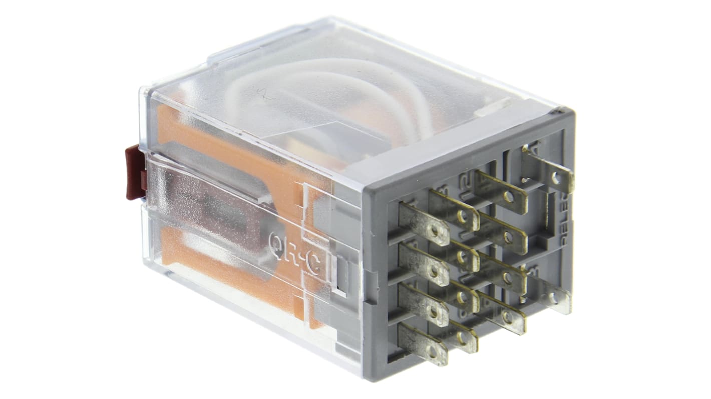 Relais électrique FINDER 40.52 + Support 2 Contacts - Bobine 24V, 8A/250V, Occasion Testé En Bon état