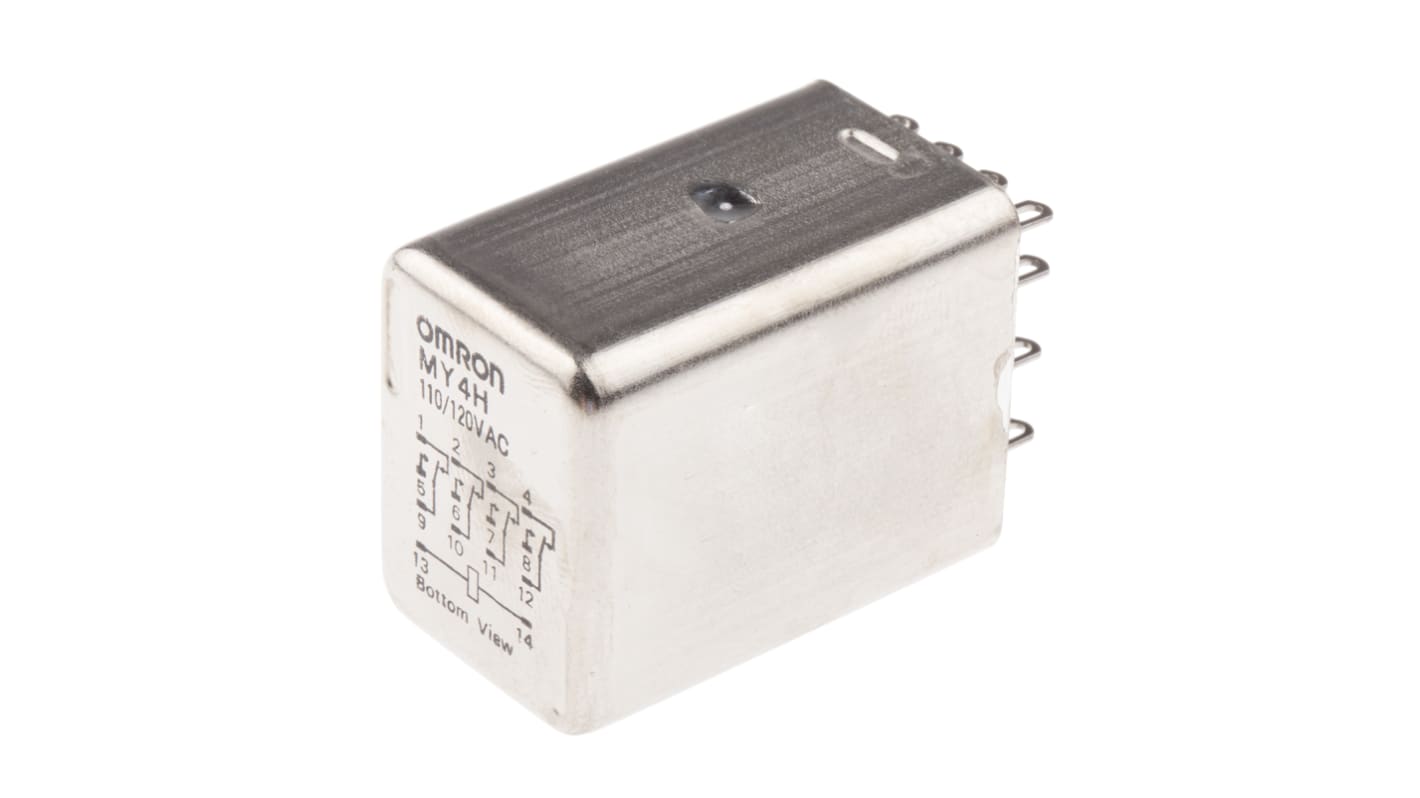 Omron Panel Mount Power Relay, 110 → 120V ac Coil, 3A Switching Current, 4PDT