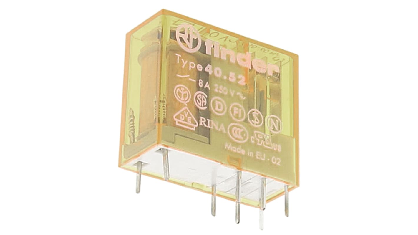 Finder PCB Mount Power Relay, 110V ac Coil, 8A Switching Current, DPDT