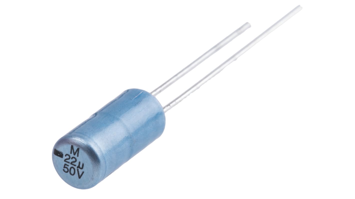 Condensador electrolítico Vishay serie 013 RLC, 22μF, ±20%, 50V dc, Radial, Orificio pasante, 5 (Dia.) x 11mm, paso