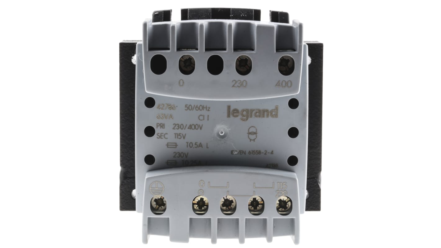 Legrand 63VA DIN Rail Transformer, 230 → 400V Primary, 115 → 230V Secondary