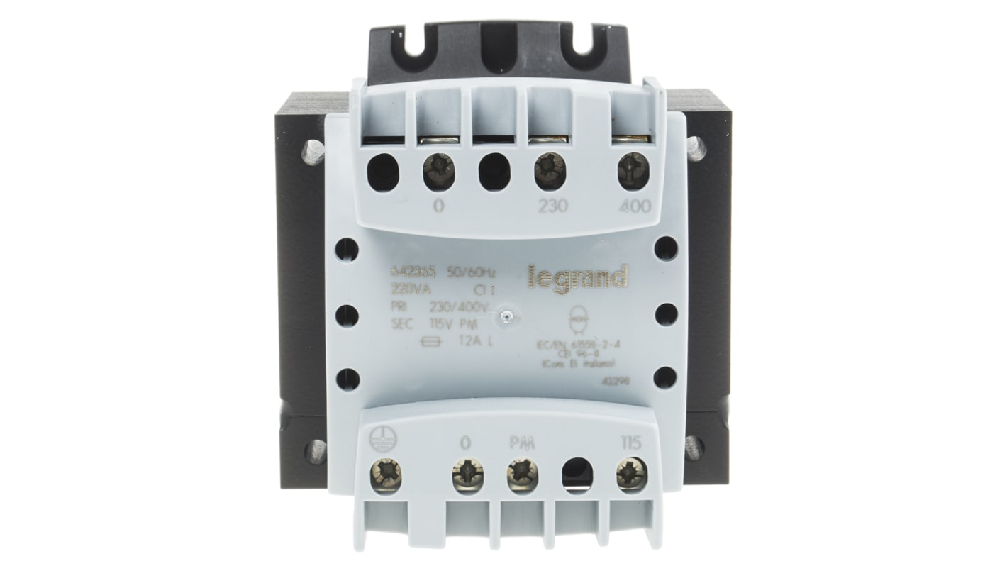 Trasformatore Legrand, primario 230 → 400V, secondario 115V, 220VA, 1 uscite, Pannello