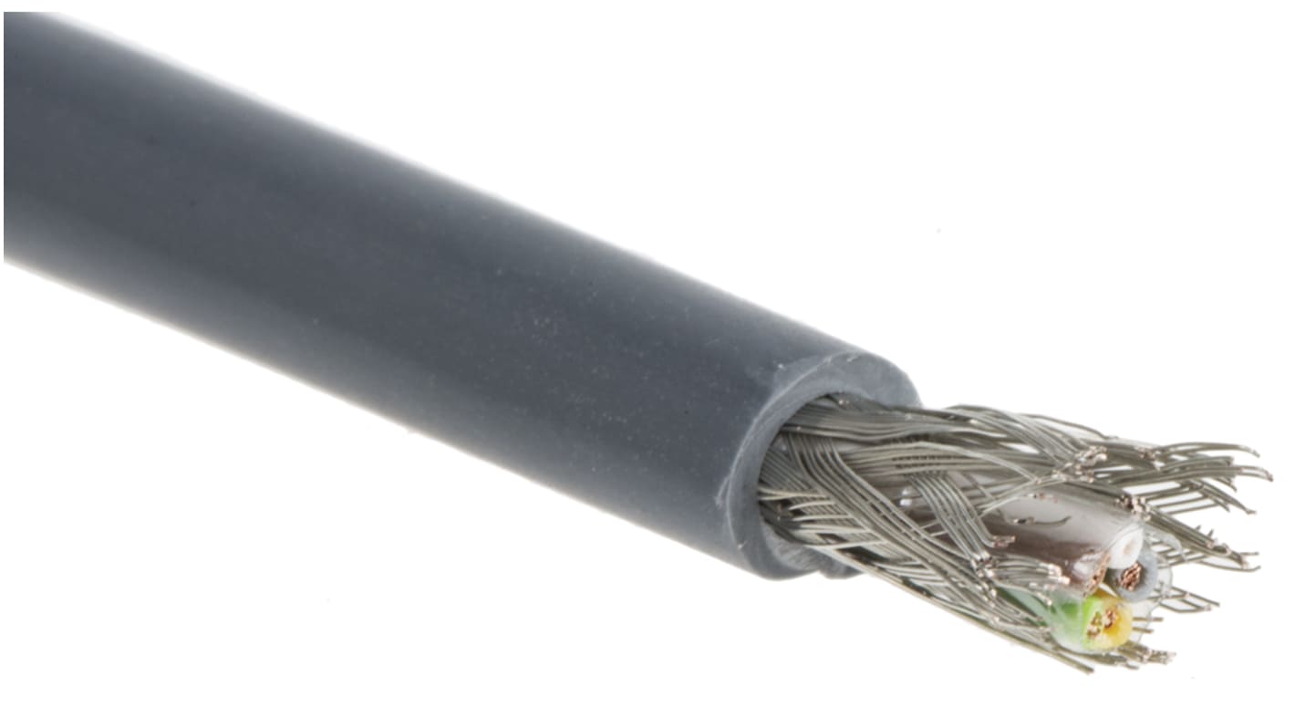 Cable Multiconductor Industrial apantallado binder de 5 conductores, 0,14 mm², 26 AWG, long. 100m, Ø ext. 4.8mm Gris